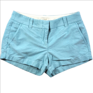 J. Crew Factory 100% Cotton Light Aqua Blue Mid Rise 3" Oxford Chino Sho…